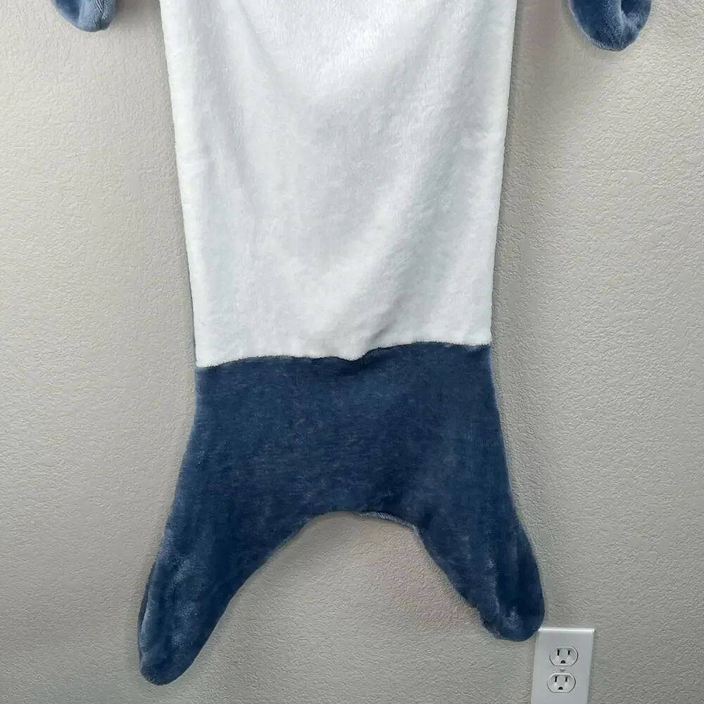 Kids Hooded Shark Blanket One Piece Soft Fleece Sleeping Bag Gray Large